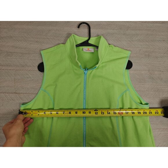 Quacker Factory Womens Green Sleeveless Full Zip Vest Jacket Size Large - Picture 8 of 8